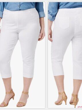 Style & Co Woman Capri Size 22W Bright White Mid Rise Pull-On Comfort Waist